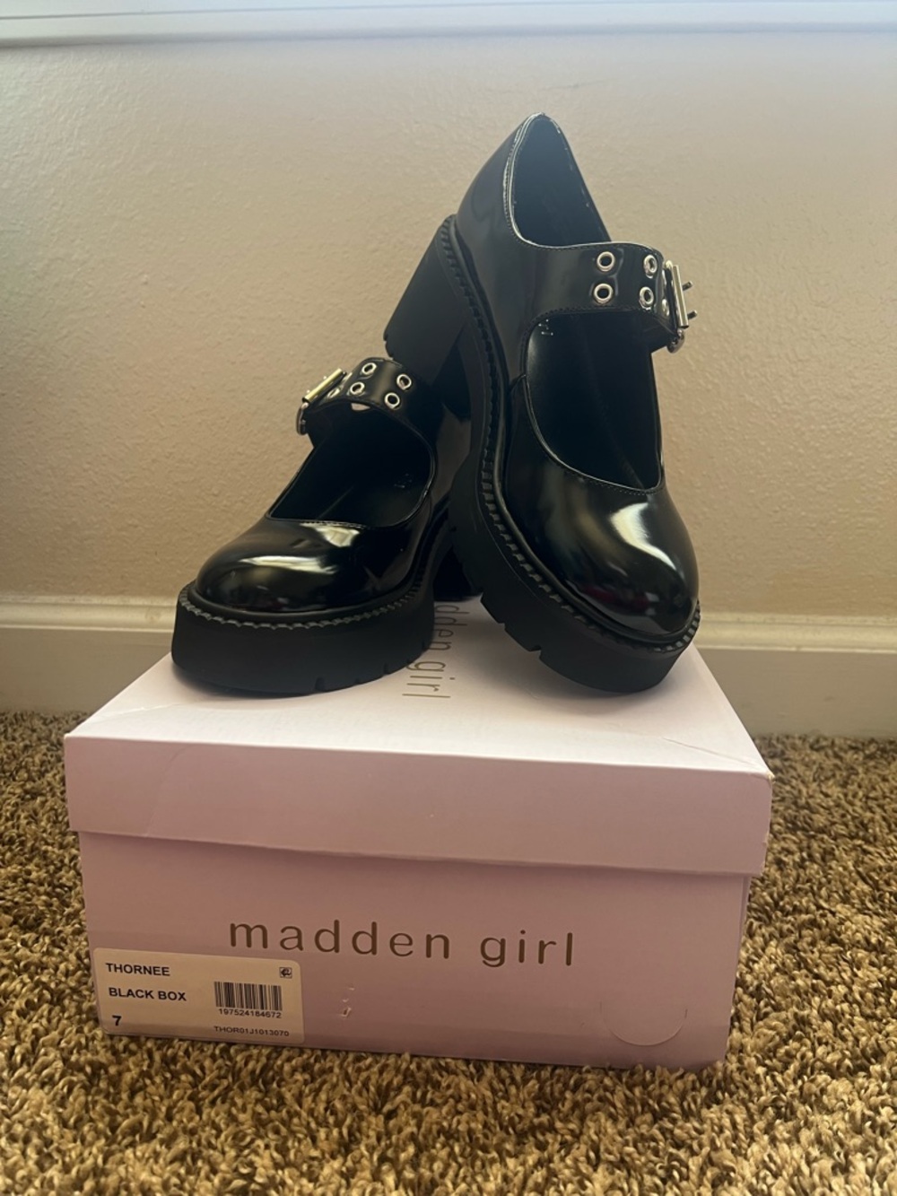 Madden Girl Black Patent Mary Jane Platform Shoes